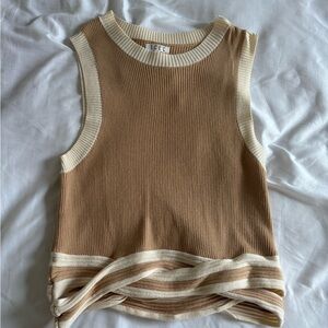 TCEC Tan and Cream Sleeveless Top